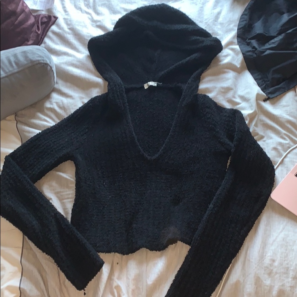 Free people cropped fuzzy hoodie